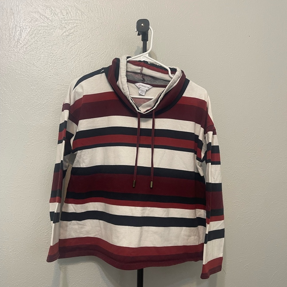 Claiborne Maroon and White Knit Top